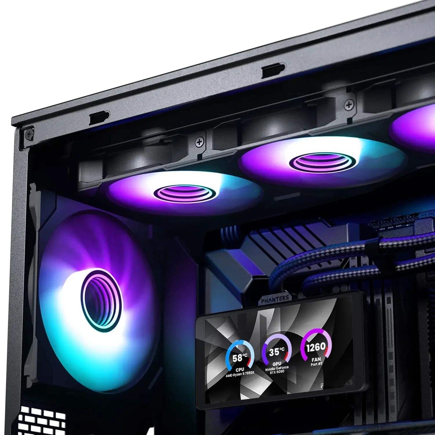 Phanteks Glacier One 360M25G2-LCD All in One Liquid CPU Cooler, Black - Image 7
