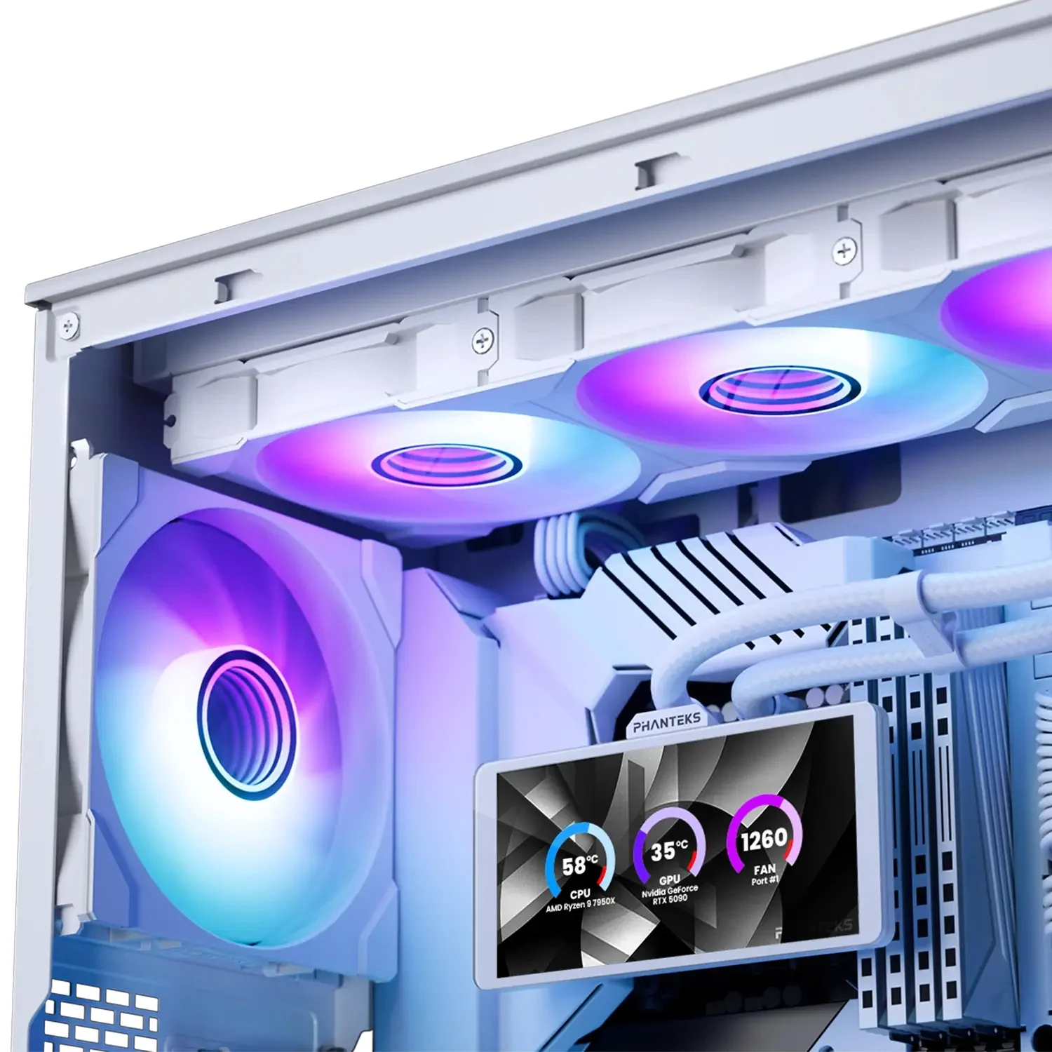 Phanteks Glacier One 360M25G2-LCD All in One Liquid CPU Cooler, White - Image 7